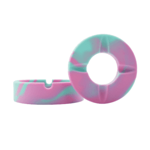 Pink Turquoise  Silicone Ashtray with Lid - Anti-Slip Tobacco Tray & Holder