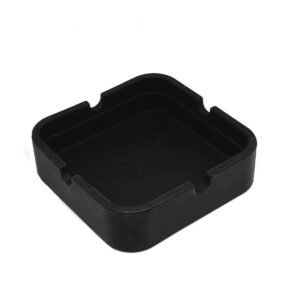 Black Square Silicone Ashtray - Durable Non-Slip Tabletop Holder