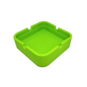 Green Square Silicone Ashtray - Durable Non-Slip Tabletop Holder