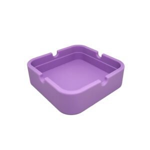 Purple Square Silicone Ashtray - Durable Non-Slip Tabletop Holder
