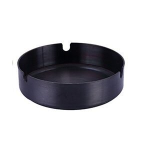 Black Stainless Steel Ashtray - Modern Round, Durable & Easy to Clean