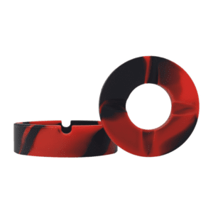 Black & Red Silicone Ashtray with Lid - Anti-Slip Tobacco Tray & Holder