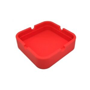 Red Square Silicone Ashtray - Durable Non-Slip Tabletop Holder