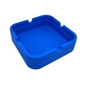 Blue Square Silicone Ashtray - Durable Non-Slip Tabletop Holder