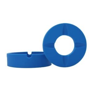 Blue Silicone Ashtray with Lid - Anti-Slip Tobacco Tray & Holder