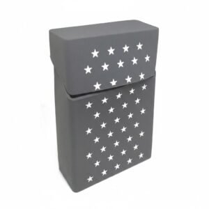 White Stars Grey Silicone Cigarette Case - King Size, Durable & Protective
