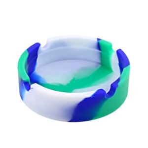 Silicone Cigarette Ashtray - Swirl Green Blue White Anti-Slip & Durable