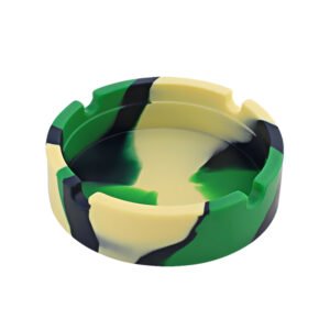 Silicone Cigarette Ashtray - Swirl Green Black Anti-Slip & Durable