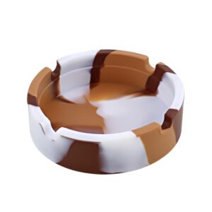 Silicone Cigarette Ashtray - Swirl White Brown Anti-Slip & Durable