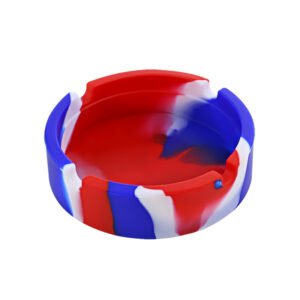 Silicone Cigarette Ashtray - Swirl Red Blue White Anti-Slip & Durable
